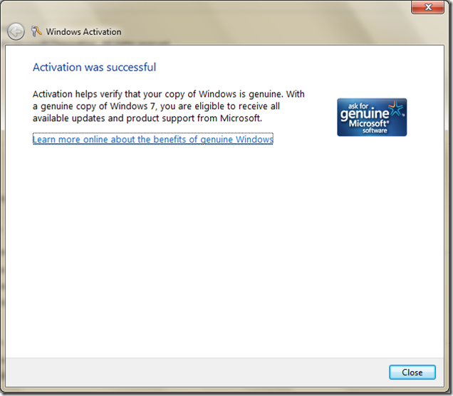 Activation Successful